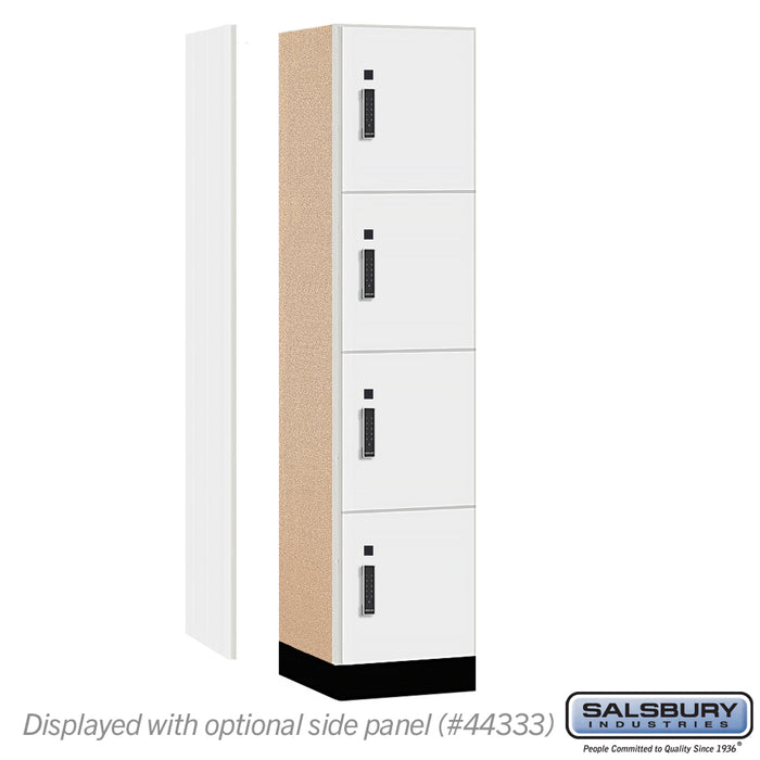 Salsbury 18" Wide Premier Wood Locker - Four Tier - 1 Wide - 6 Feet High - 18" Deep - Arctic White - Electronic Locks - Sweatfully