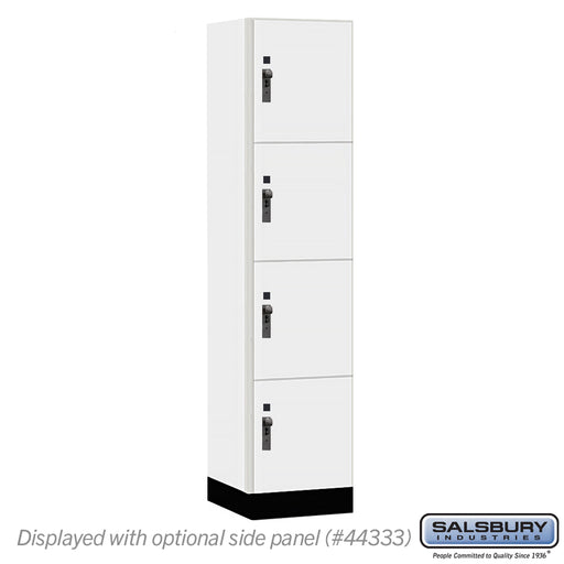 Salsbury 18" Wide Premier Wood Locker - Four Tier - 1 Wide - 6 Feet High - 18" Deep - Arctic White - Hasps - Sweatfully