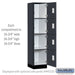 Salsbury 18" Wide Premier Wood Locker - Four Tier - 1 Wide - 6 Feet High - 18" Deep - Carbon Mesh - Electronic Locks - Sweatfully