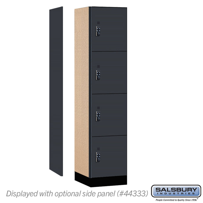 Salsbury 18" Wide Premier Wood Locker - Four Tier - 1 Wide - 6 Feet High - 18" Deep - Carbon Mesh - Resettable Combination Locks - Sweatfully