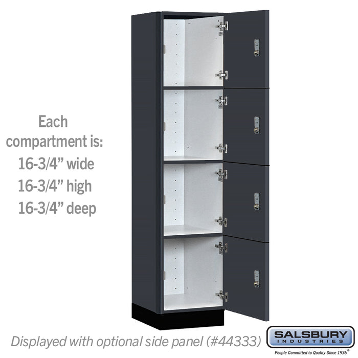 Salsbury 18" Wide Premier Wood Locker - Four Tier - 1 Wide - 6 Feet High - 18" Deep - Carbon Mesh - Resettable Combination Locks - Sweatfully