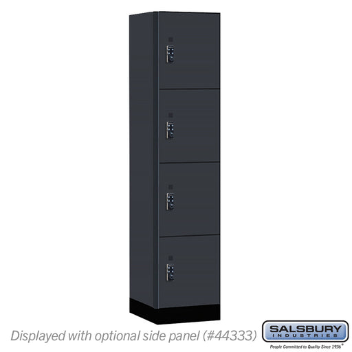 Salsbury 18" Wide Premier Wood Locker - Four Tier - 1 Wide - 6 Feet High - 18" Deep - Carbon Mesh - Resettable Combination Locks - Sweatfully