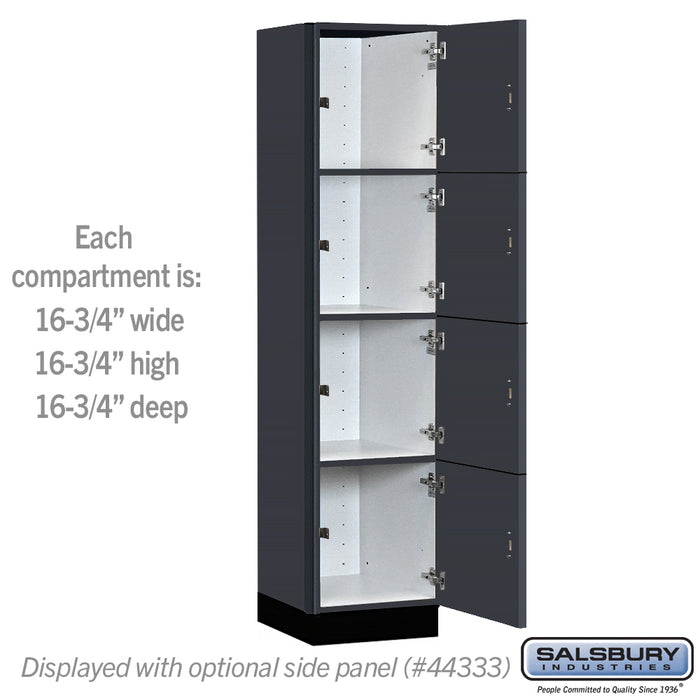 Salsbury 18" Wide Premier Wood Locker - Four Tier - 1 Wide - 6 Feet High - 18" Deep - Carbon Mesh - Hasps - Sweatfully