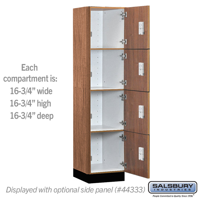 Salsbury 18" Wide Premier Wood Locker - Four Tier - 1 Wide - 6 Feet High - 18" Deep - Red Oak - Electronic Locks - Sweatfully