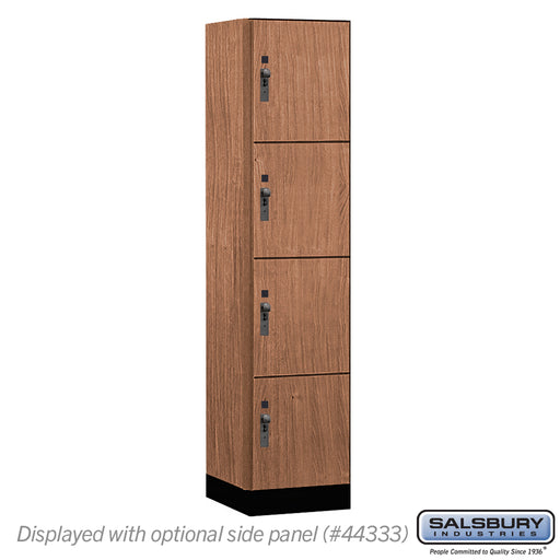 Salsbury 18" Wide Premier Wood Locker - Four Tier - 1 Wide - 6 Feet High - 18" Deep - Red Oak - Hasps - Sweatfully