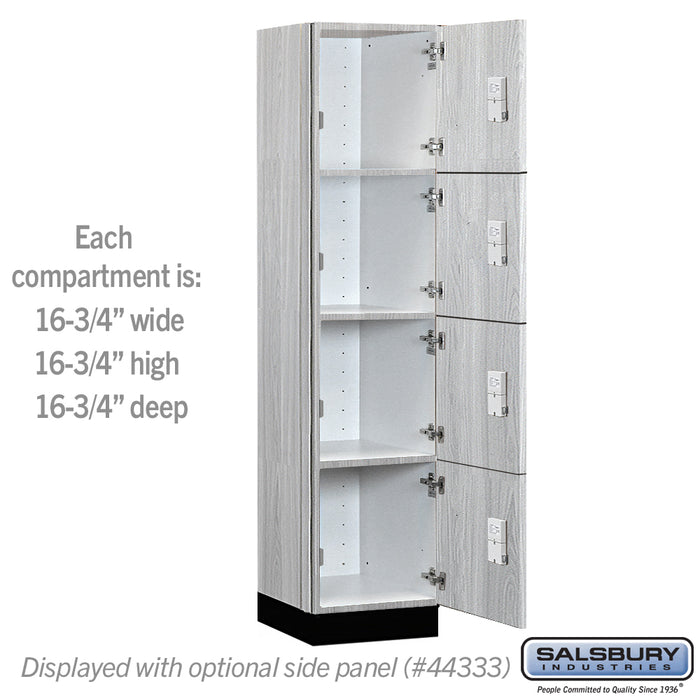 Salsbury 18" Wide Premier Wood Locker - Four Tier - 1 Wide - 6 Feet High - 18" Deep - Silver Teak - Electronic Locks - Sweatfully