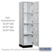 Salsbury 18" Wide Premier Wood Locker - Four Tier - 1 Wide - 6 Feet High - 18" Deep - Silver Teak - Electronic Locks - Sweatfully