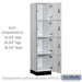 Salsbury 18" Wide Premier Wood Locker - Four Tier - 1 Wide - 6 Feet High - 18" Deep - Silver Teak - Resettable Combination Locks - Sweatfully