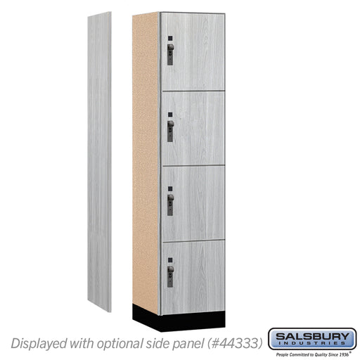 Salsbury 18" Wide Premier Wood Locker - Four Tier - 1 Wide - 6 Feet High - 18" Deep - Silver Teak - Hasps - Sweatfully