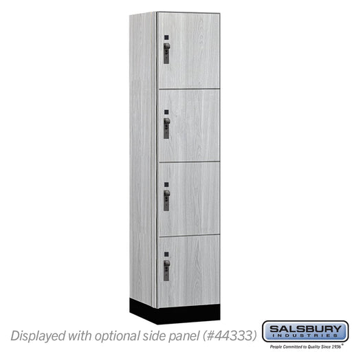 Salsbury 18" Wide Premier Wood Locker - Four Tier - 1 Wide - 6 Feet High - 18" Deep - Silver Teak - Hasps - Sweatfully