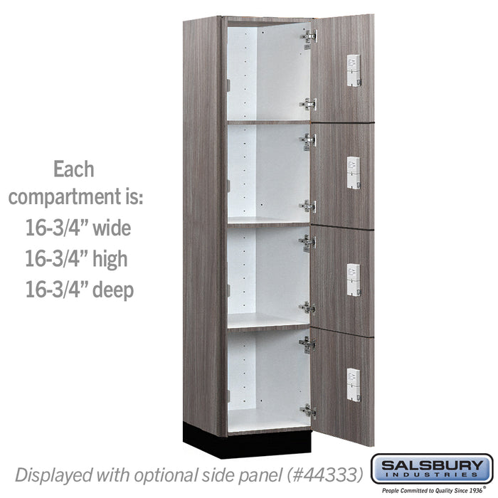 Salsbury 18" Wide Premier Wood Locker - Four Tier - 1 Wide - 6 Feet High - 18" Deep - Skyline Walnut - Electronic Locks - Sweatfully