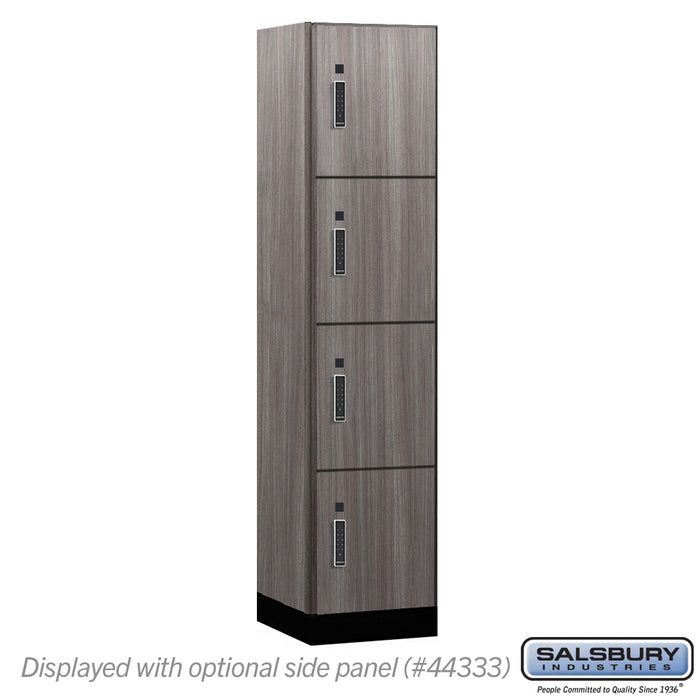 Salsbury 18" Wide Premier Wood Locker - Four Tier - 1 Wide - 6 Feet High - 18" Deep - Skyline Walnut - Electronic Locks - Sweatfully