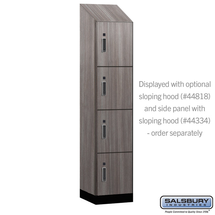 Salsbury 18" Wide Premier Wood Locker - Four Tier - 1 Wide - 6 Feet High - 18" Deep - Skyline Walnut - Electronic Locks - Sweatfully