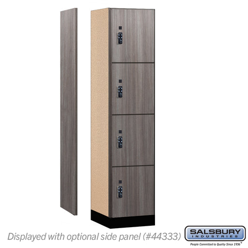Salsbury 18" Wide Premier Wood Locker - Four Tier - 1 Wide - 6 Feet High - 18" Deep - Skyline Walnut - Resettable Combination Locks - Sweatfully
