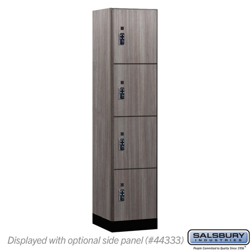 Salsbury 18" Wide Premier Wood Locker - Four Tier - 1 Wide - 6 Feet High - 18" Deep - Skyline Walnut - Resettable Combination Locks - Sweatfully