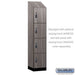 Salsbury 18" Wide Premier Wood Locker - Four Tier - 1 Wide - 6 Feet High - 18" Deep - Skyline Walnut - Resettable Combination Locks - Sweatfully