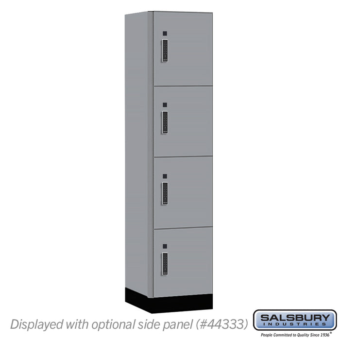 Salsbury 18" Wide Premier Wood Locker - Four Tier - 1 Wide - 6 Feet High - 18" Deep - Winter Fog - Electronic Locks - Sweatfully