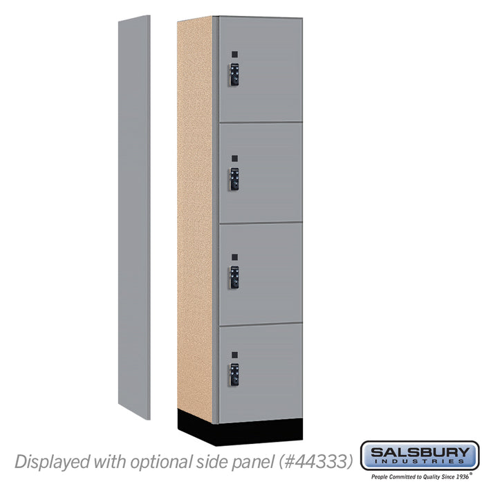 Salsbury 18" Wide Premier Wood Locker - Four Tier - 1 Wide - 6 Feet High - 18" Deep - Winter Fog - Resettable Combination Locks - Sweatfully
