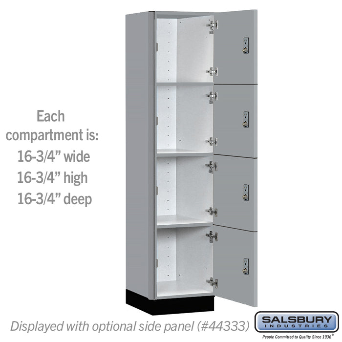 Salsbury 18" Wide Premier Wood Locker - Four Tier - 1 Wide - 6 Feet High - 18" Deep - Winter Fog - Resettable Combination Locks - Sweatfully