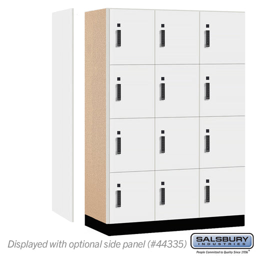 Salsbury 18" Wide Premier Wood Locker - Four Tier - 3 Wide - 6 Feet High - 21" Deep - Arctic White - Electronic Locks - Sweatfully