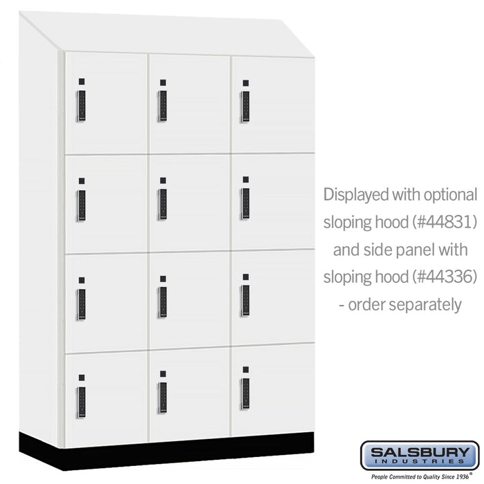 Salsbury 18" Wide Premier Wood Locker - Four Tier - 3 Wide - 6 Feet High - 21" Deep - Arctic White - Electronic Locks - Sweatfully