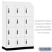 Salsbury 18" Wide Premier Wood Locker - Four Tier - 3 Wide - 6 Feet High - 21" Deep - Arctic White - Electronic Locks - Sweatfully