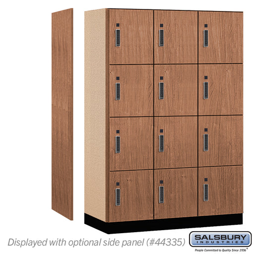 Salsbury 18" Wide Premier Wood Locker - Four Tier - 3 Wide - 6 Feet High - 21" Deep - Red Oak - Electronic Locks - Sweatfully