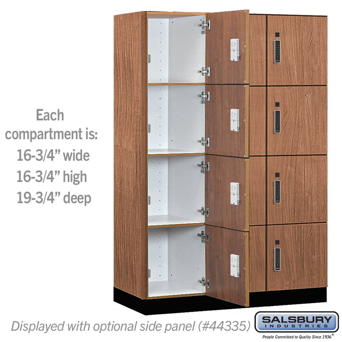 Salsbury 18" Wide Premier Wood Locker - Four Tier - 3 Wide - 6 Feet High - 21" Deep - Red Oak - Electronic Locks - Sweatfully
