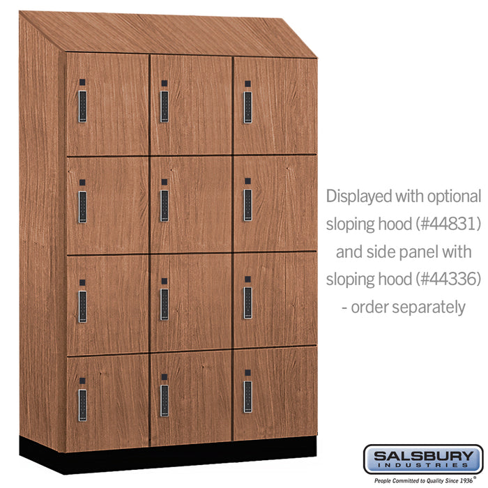 Salsbury 18" Wide Premier Wood Locker - Four Tier - 3 Wide - 6 Feet High - 21" Deep - Red Oak - Electronic Locks - Sweatfully