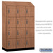 Salsbury 18" Wide Premier Wood Locker - Four Tier - 3 Wide - 6 Feet High - 21" Deep - Red Oak - Electronic Locks - Sweatfully
