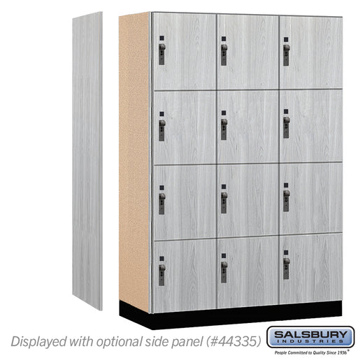 Salsbury 18" Wide Premier Wood Locker - Four Tier - 3 Wide - 6 Feet High - 21" Deep - Silver Teak - Hasps - Sweatfully