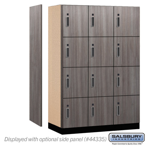 Salsbury 18" Wide Premier Wood Locker - Four Tier - 3 Wide - 6 Feet High - 21" Deep - Skyline Walnut - Electronic Locks - Sweatfully