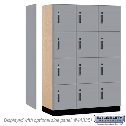 Salsbury 18" Wide Premier Wood Locker - Four Tier - 3 Wide - 6 Feet High - 21" Deep - Winter Fog - Electronic Locks - Sweatfully