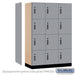 Salsbury 18" Wide Premier Wood Locker - Four Tier - 3 Wide - 6 Feet High - 21" Deep - Winter Fog - Electronic Locks - Sweatfully