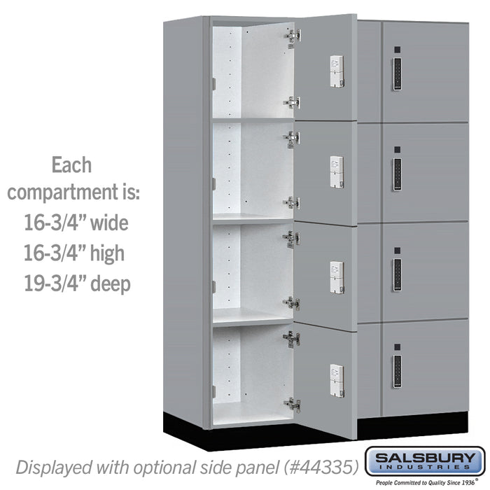 Salsbury 18" Wide Premier Wood Locker - Four Tier - 3 Wide - 6 Feet High - 21" Deep - Winter Fog - Electronic Locks - Sweatfully