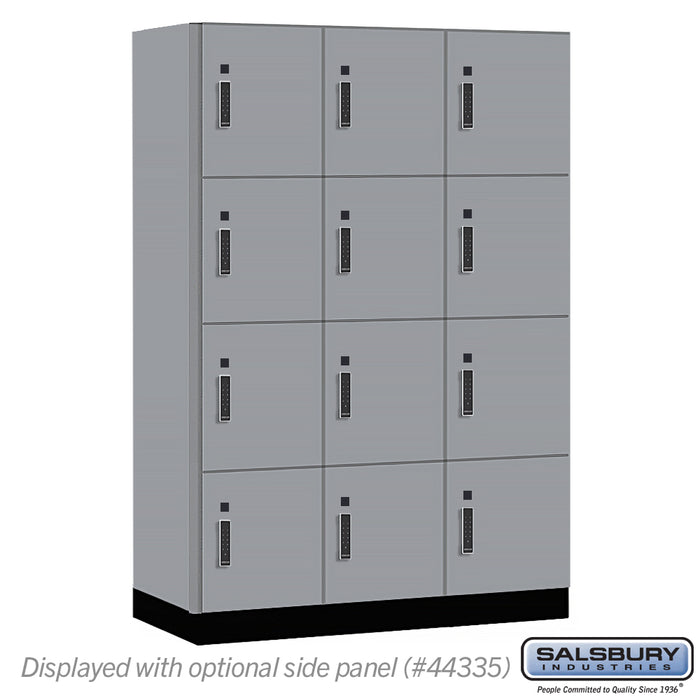 Salsbury 18" Wide Premier Wood Locker - Four Tier - 3 Wide - 6 Feet High - 21" Deep - Winter Fog - Electronic Locks - Sweatfully