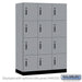 Salsbury 18" Wide Premier Wood Locker - Four Tier - 3 Wide - 6 Feet High - 21" Deep - Winter Fog - Electronic Locks - Sweatfully