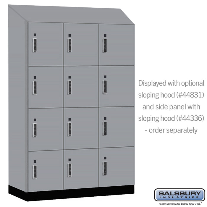 Salsbury 18" Wide Premier Wood Locker - Four Tier - 3 Wide - 6 Feet High - 21" Deep - Winter Fog - Electronic Locks - Sweatfully