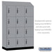 Salsbury 18" Wide Premier Wood Locker - Four Tier - 3 Wide - 6 Feet High - 21" Deep - Winter Fog - Electronic Locks - Sweatfully