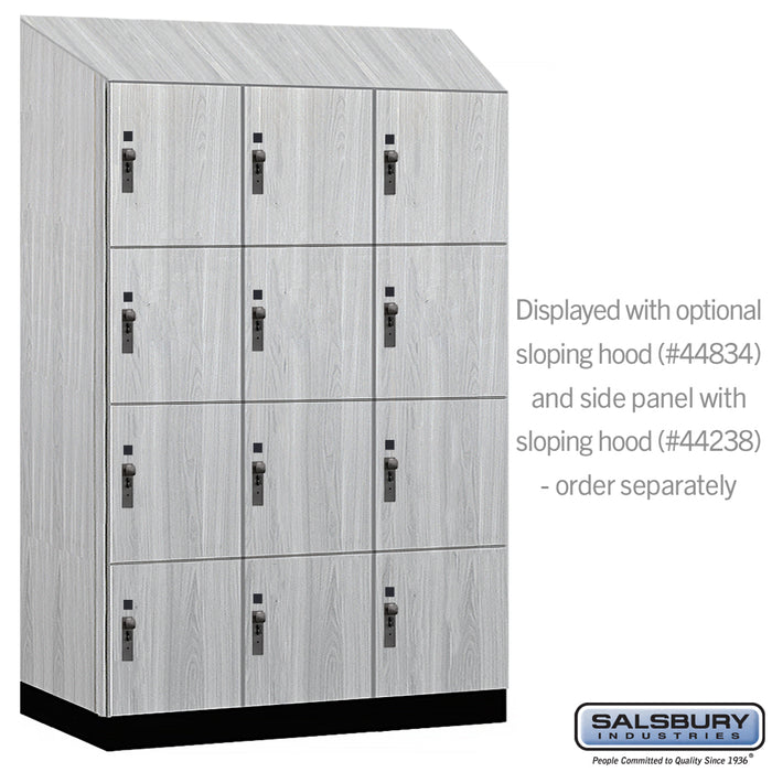 Salsbury 18" Wide Premier Wood Locker - Four Tier - 3 Wide - 6 Feet High - 24" Deep - Silver Teak - Hasps - Sweatfully