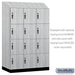 Salsbury 18" Wide Premier Wood Locker - Four Tier - 3 Wide - 6 Feet High - 24" Deep - Silver Teak - Hasps - Sweatfully