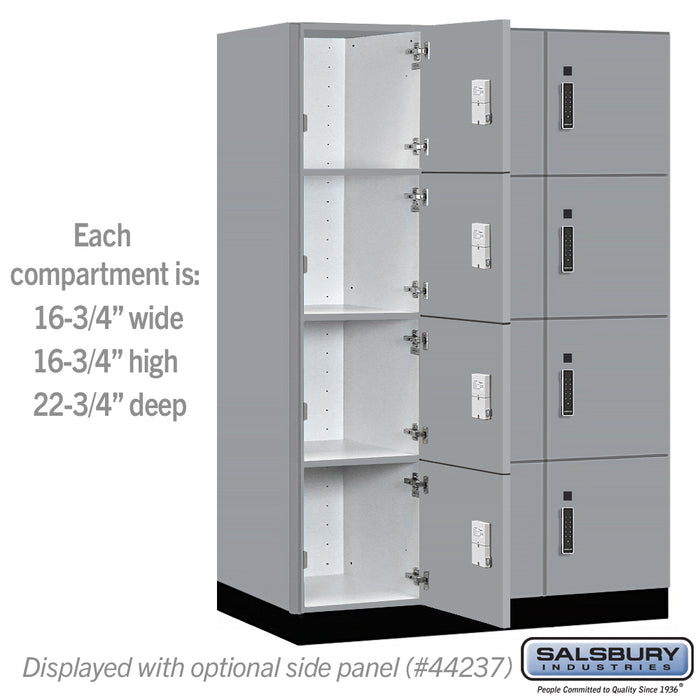 Salsbury 18" Wide Premier Wood Locker - Four Tier - 3 Wide - 6 Feet High - 24" Deep - Winter Fog - Electronic Locks - Sweatfully