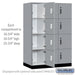 Salsbury 18" Wide Premier Wood Locker - Four Tier - 3 Wide - 6 Feet High - 24" Deep - Winter Fog - Electronic Locks - Sweatfully
