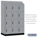 Salsbury 18" Wide Premier Wood Locker - Four Tier - 3 Wide - 6 Feet High - 24" Deep - Winter Fog - Electronic Locks - Sweatfully