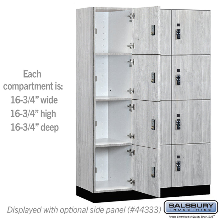 Salsbury 18" Wide Premier Wood Locker - Four Tier - 3 Wide - 6 Feet High - 18" Deep - Silver Teak - Resettable Combination Locks - Sweatfully