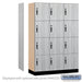 Salsbury 18" Wide Premier Wood Locker - Four Tier - 3 Wide - 6 Feet High - 18" Deep - Silver Teak - Hasps - Sweatfully