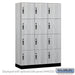 Salsbury 18" Wide Premier Wood Locker - Four Tier - 3 Wide - 6 Feet High - 18" Deep - Silver Teak - Hasps - Sweatfully