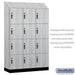 Salsbury 18" Wide Premier Wood Locker - Four Tier - 3 Wide - 6 Feet High - 18" Deep - Silver Teak - Hasps - Sweatfully