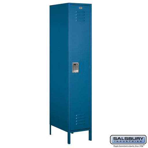 Salsbury 18" Wide Single Tier Standard Metal Locker - 1 Wide - 6 Feet High - 21 Inches Deep - Blue - Assembled - Sweatfully