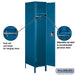 Salsbury 18" Wide Single Tier Standard Metal Locker - 1 Wide - 6 Feet High - 21 Inches Deep - Blue - Unassembled - Sweatfully
